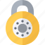 combination, padlock, security, yellow 