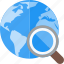 global, explore, magnifier, optimization, search engine, seo, worldwide 