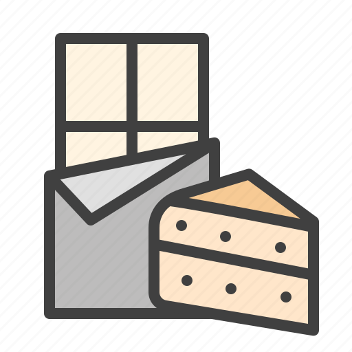 White, chocolate, with, sponge, cake, chocolate bar, pie icon - Download on Iconfinder