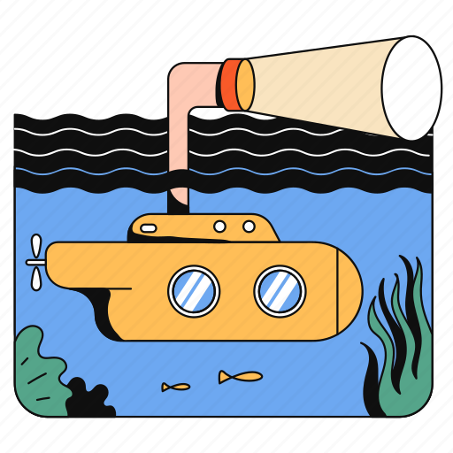 Navigation, travel, submarine, travelling, transport, transportation, underwater illustration - Download on Iconfinder