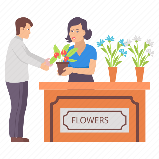 Florist, flower vase, plant vase, nursery, garden flower, man, buying icon - Download on Iconfinder
