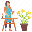 florist, flower vase, sunflowers, house plant, urban plant, gardener