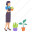 florist, planting, flower vase, plant pot, flower pot, holding, plant 