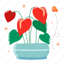 anthurium, flower, floral, blossom, spring, florist, gardening, bouquet, sticker