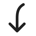ic, fluent, arrow, curve, down, left, filled 