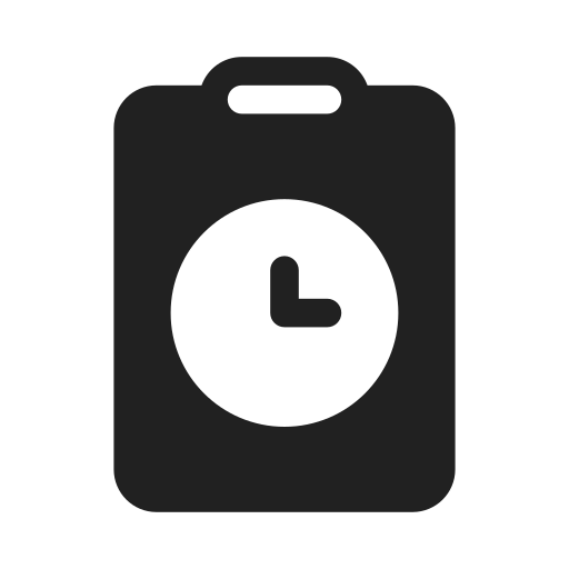 Ic, fluent, clipboard, clock, filled icon - Free download