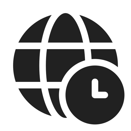 Ic, fluent, globe, clock, filled icon - Free download