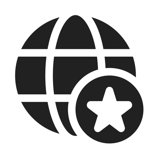 Ic, fluent, globe, star, filled icon - Free download