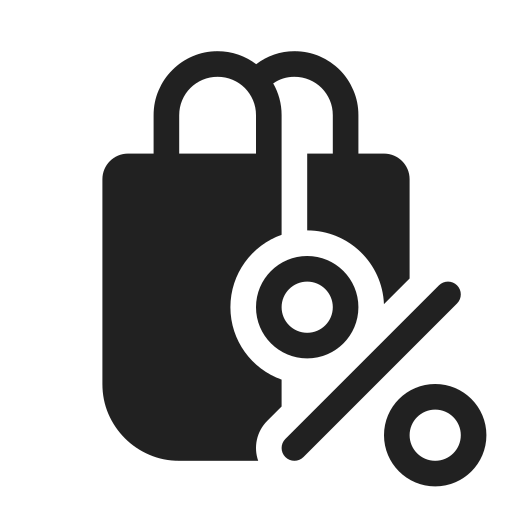 Ic, fluent, shopping, bag, percent, filled icon - Free download