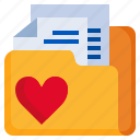 love, files, and, folders, document, office, heart