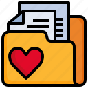 love, files, and, folders, document, office, heart