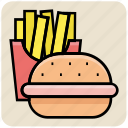 burger, chips, eating, fast food, food, fries 