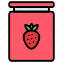 strawberry, jam, jar