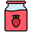 strawberry, jam, jars 