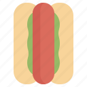 hotdog, sausage, mustard, bread, food, snack, ketchup, sandwich