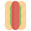 hotdog, sausage, mustard, bread, food, snack, ketchup, sandwich 