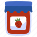 strawberry jam bottle, marmalade, jam jar, pickle, dessert