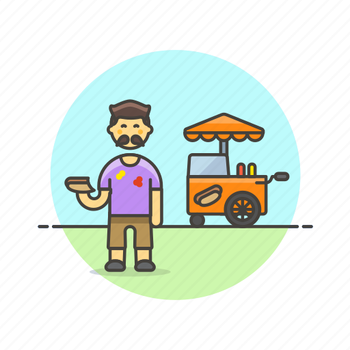 Cart, food, hotdog, fast, man, meal, outdoors icon - Download on Iconfinder