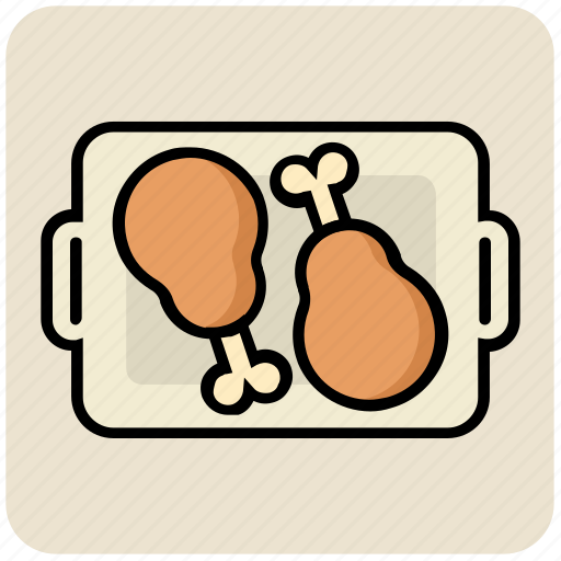 Chicken, drumstick, eating, food, hot, leg piece, tray icon - Download on Iconfinder