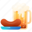 beer, beer cup, drink, sausage 
