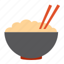 asian noodle, bowl, chopsticks, food, rise, breakfast, meal