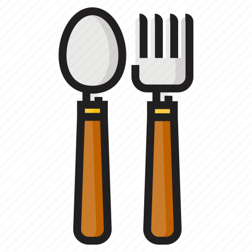 Color, drink, food, fork, outline, spoon, spoon and fork icon - Download on Iconfinder