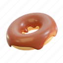 donut, food, sweet, dessert, cake, 3d icons, cooking, cream, candy 