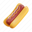 hotdog, hot dog, fast food, restaurant, food, vegetable, 3d icons, cooking, hamburger 