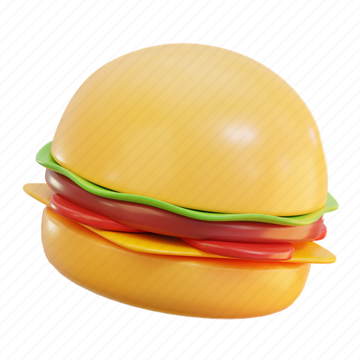 Burger, cheeseburger, junk food, hamburger, restaurant, fast food, food 3D illustration - Download on Iconfinder