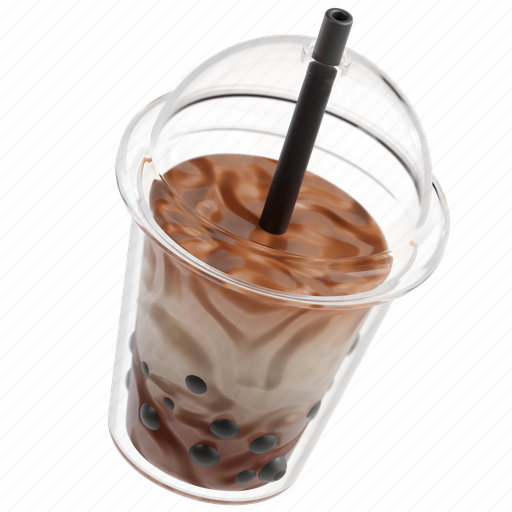Boba, milk, buble, tea, drink 3D illustration - Download on Iconfinder