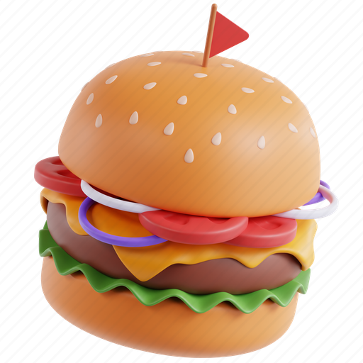 Burgers, beef, bbq, burger, pork, food, cow 3D illustration - Download on Iconfinder