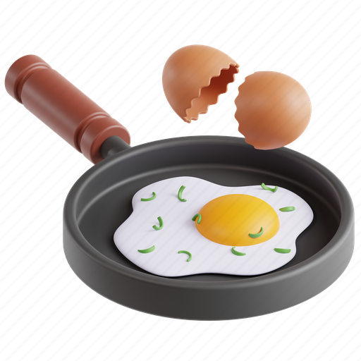 Omelette, pan, fry, utensil, food, cooking, saucepan 3D illustration - Download on Iconfinder