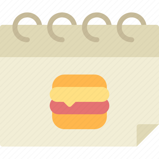 Calendar, burger, restaurant, cheat, day icon - Download on Iconfinder