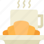 croissant, drink, coffee, mug, bakery 