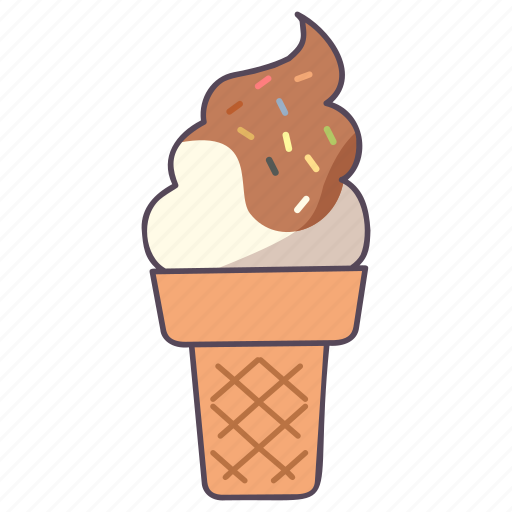 Ice, cream, cone, dessert, sweet, chocolate, vanilla icon - Download on Iconfinder