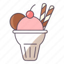 ice, cream, cup, dessert, sweet, strawberry, scoop