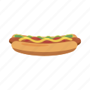 bun, cartoon, fast, food, hot, hotdog, sausage