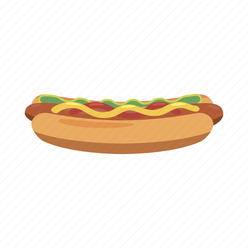 Bun, cartoon, fast, food, hot, hotdog, sausage icon - Download on Iconfinder