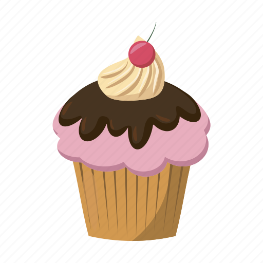 Birthday, cake, cartoon, cherry, cupcake, dessert, sweet icon - Download on Iconfinder