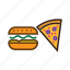 burger and pizza, combo, eating, food, hamburger, junk food 