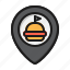 food, delivery, pin, location, hamburger 