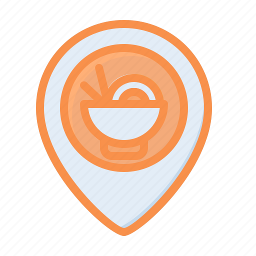 Food, delivery, pin, location, noodle, meal icon - Download on Iconfinder