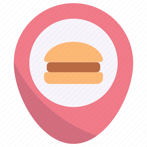 Placeholder, location, pin, map, burger, fast food, restaurant icon - Download on Iconfinder