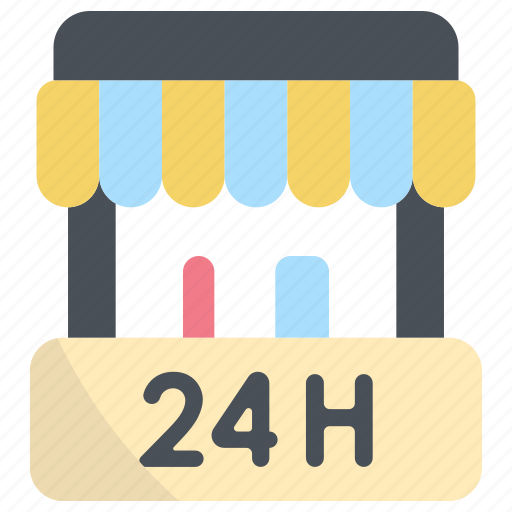24 hours, store, shop, stand, stall, delivery, shopping icon - Download on Iconfinder