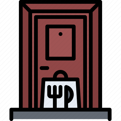 Door, bag, food, delivery, restaurant icon - Download on Iconfinder