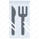 knife, fork, bag, food, delivery, restaurant