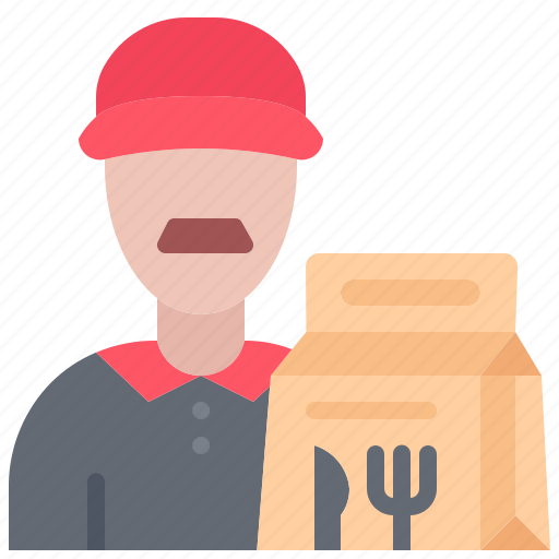Man, courier, bag, food, delivery, restaurant icon - Download on Iconfinder