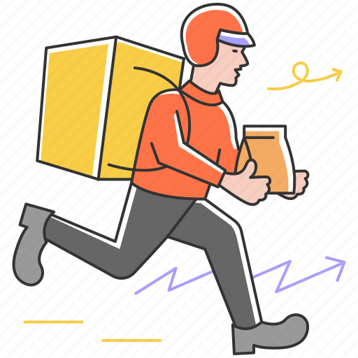 Food, delivery, courier, service, order, boy, parcel illustration - Download on Iconfinder