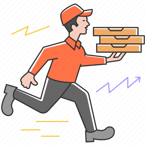 Food, delivery, boy, fast, service, pizza, order illustration - Download on Iconfinder