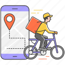 food, delivery, courier, service, online, order, boy, bicycle 